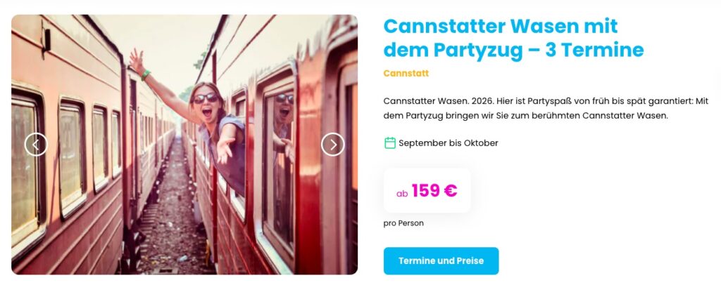 Cannstatter Wasen: Partyzug zum schwäbischen Volksfest ab 159€ p.P.