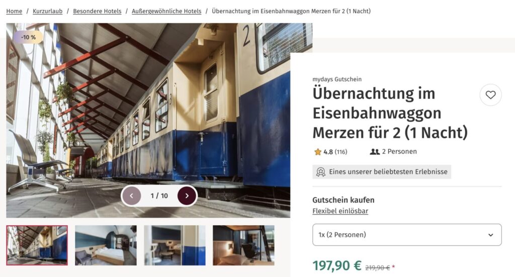 Eisenbahnhotel Deutschland: Übernachtung mit Frühstück & Dinner ab 110€ p.P.