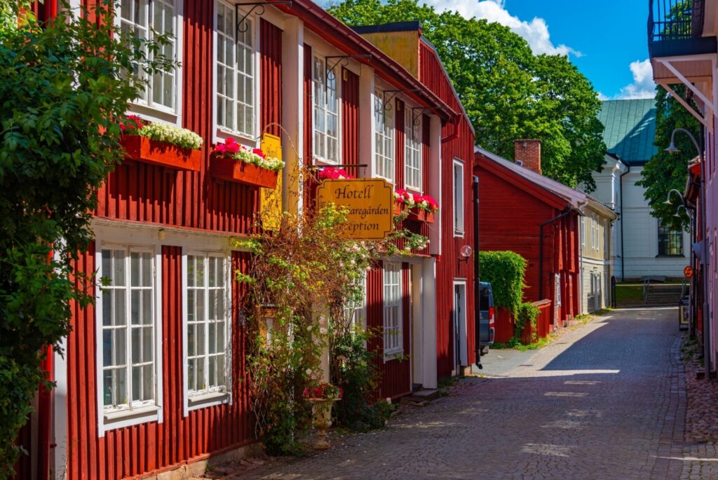Colorful,Timber,Houses,In,Swedish,Town,Eksjˆ.