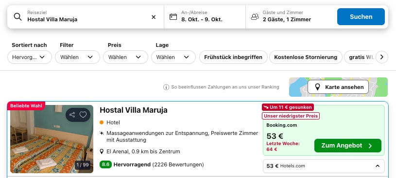 El Arenal Urlaub: 2 Tage mit Unterkunft und Flug ab 108€ p.P. (DZ)