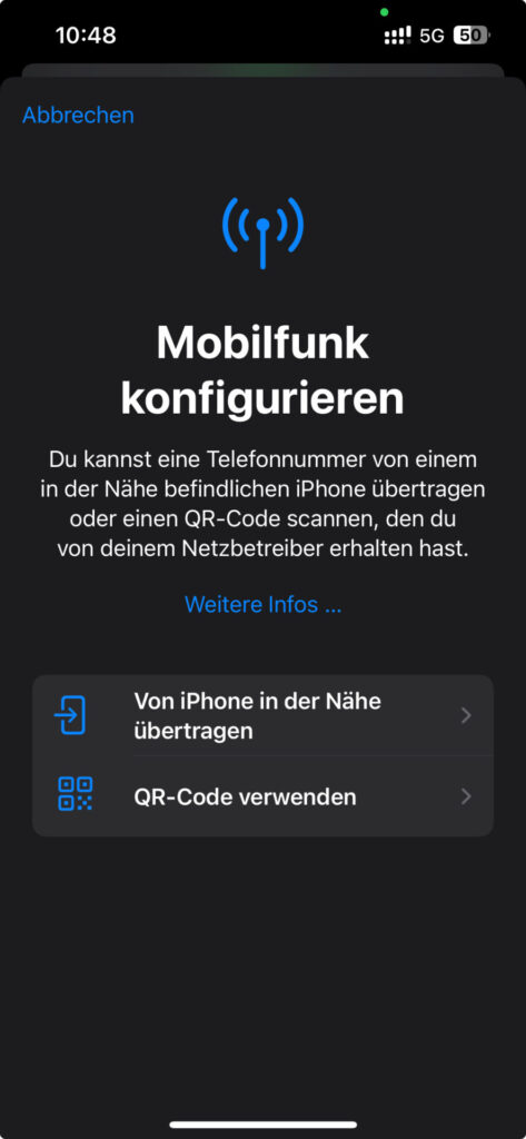 esim installieren iphone