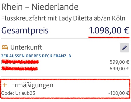 Flusskreuzfahrt Europa: 5 Tage auf dem Rhein mit Vollpension & Getränkepaket (inkl. Alkohol) ab 549€ p.P. (bei 2 Leuten)