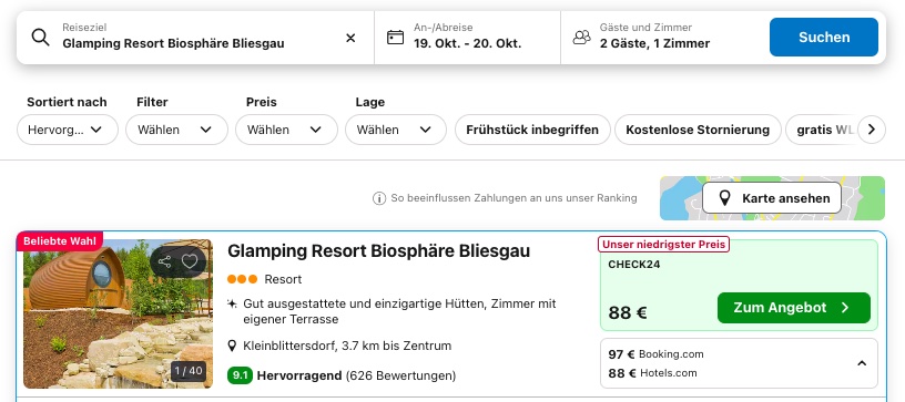 Glamping in Deutschland: im Ferienhaus im Saarland ab 44€ p.P. (2 Leute)