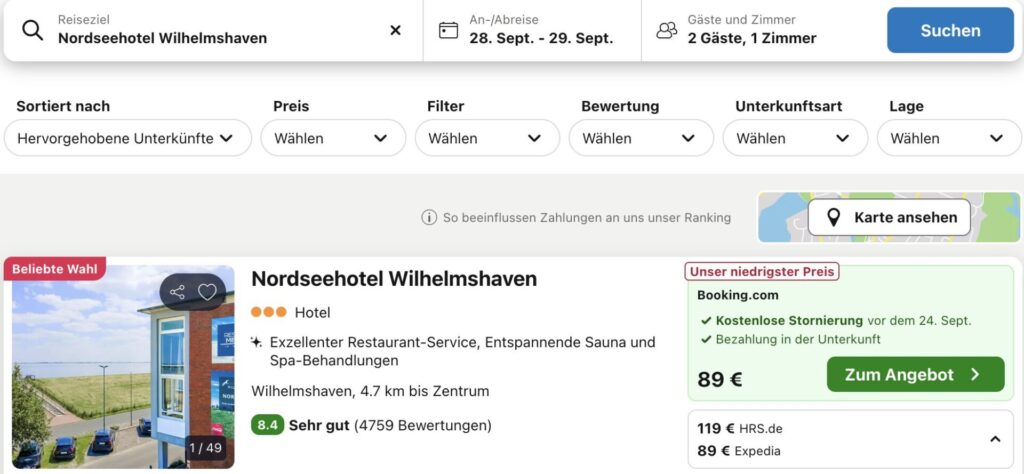 Kurztrip an die Nordsee: 3 Tage Wilhelmshaven inkl. Sauna & Frühstück ab 135€ p.P.