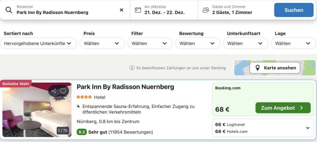 Nürnberger Weihnachtsmarkt: Übernachtung in zentraler Lage inkl. Frühstück ab 64€ p.P.