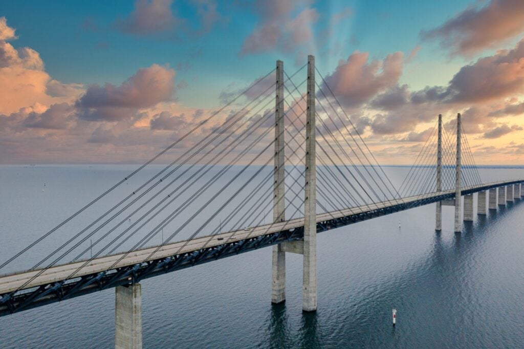 The,Oresund,Bridge,Between,Copenhagen,Denmark,And,Malmo,Sweden,During
