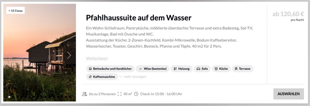 Rügen Kurzurlaub: Pfahlhaussuite auf dem Wasser ab 60€ p.P. (DZ)