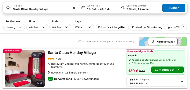 Santa Claus Village: Übernachtung im Ferienhaus mit Frühstück ab 60€ p.P. (DZ)