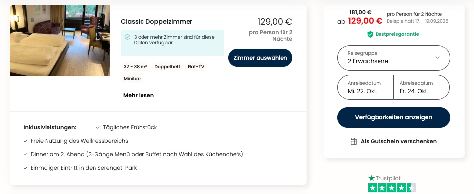 Serengeti Park: 3 Tage mit Hotel, Eintritt und Extras ab 129€ p.P.