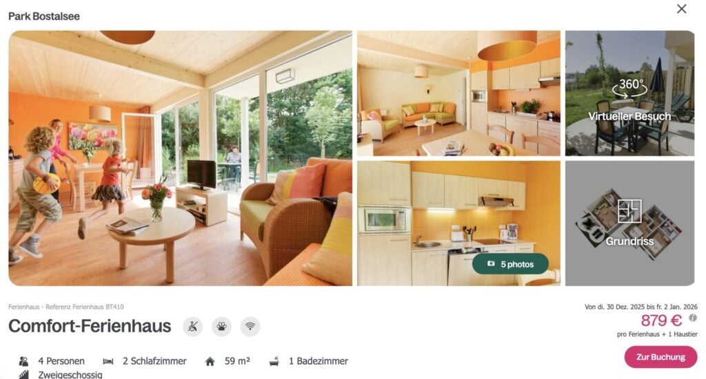 Silvester mit Hund – 4 Tage im Ferienhaus im feuerwerksfreien Ferienpark ab 246€ p.P.