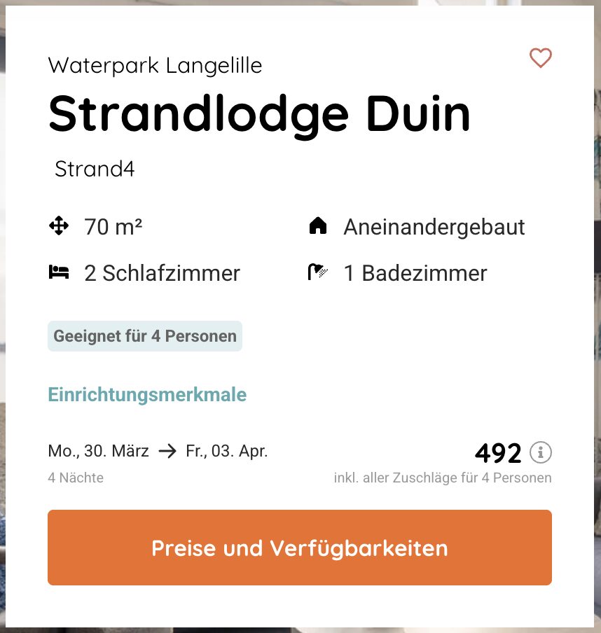 Strandhotel in Holland: 5 Tage im Ferienhaus ab 80€ p.P. bei Vollbelegung