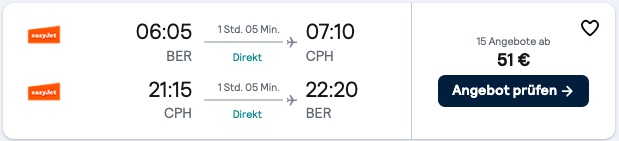 Tagesausflug nach Kopenhagen: Hin und Rückflug ab 71€