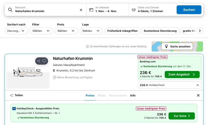 Usedom Hausboot: 4 Tage ab 177€ p.P.