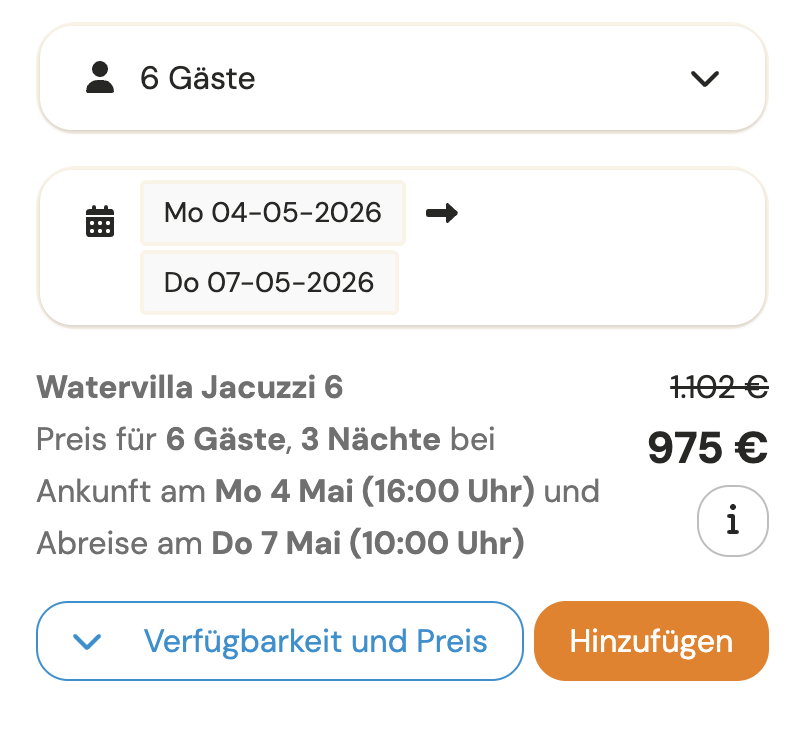 Wasservilla in Holland: 4 Tage mit Whirlpool ab 156€ p.P. (im Juni)