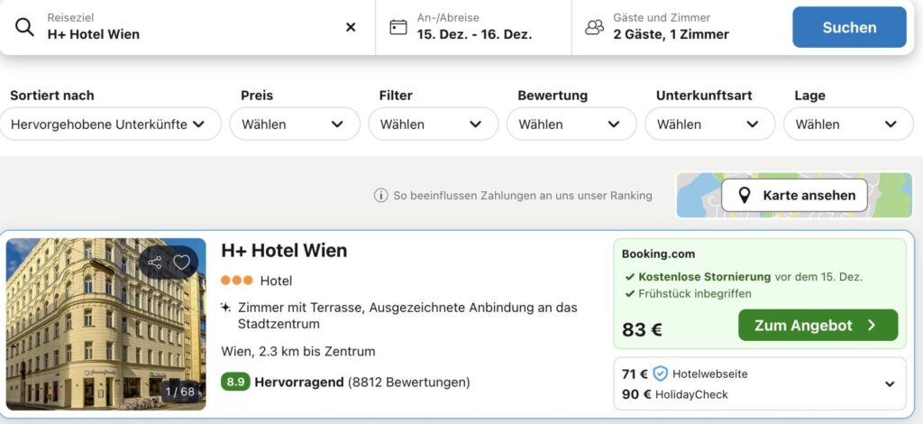 Weihnachtsmarkt in Wien: Übernachtung + Frühstück im top Hotel ab 74€ p.P.