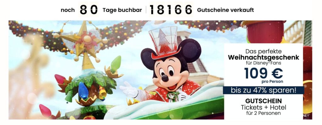 Disneyland® Paris: Gutschein für Hotel und Eintritt nur 119€ p.P.