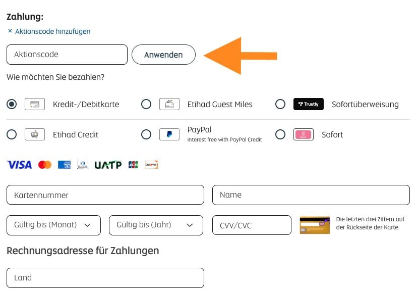 Etihad Gutschein einlösen