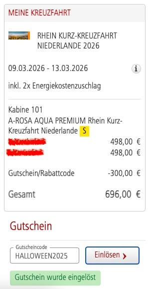Flusskreuzfahrt Europa: 5 Tage auf dem Rhein mit Vollpension & Getränkepaket (inkl. Alkohol) ab 549€ p.P. (bei 2 Leuten)