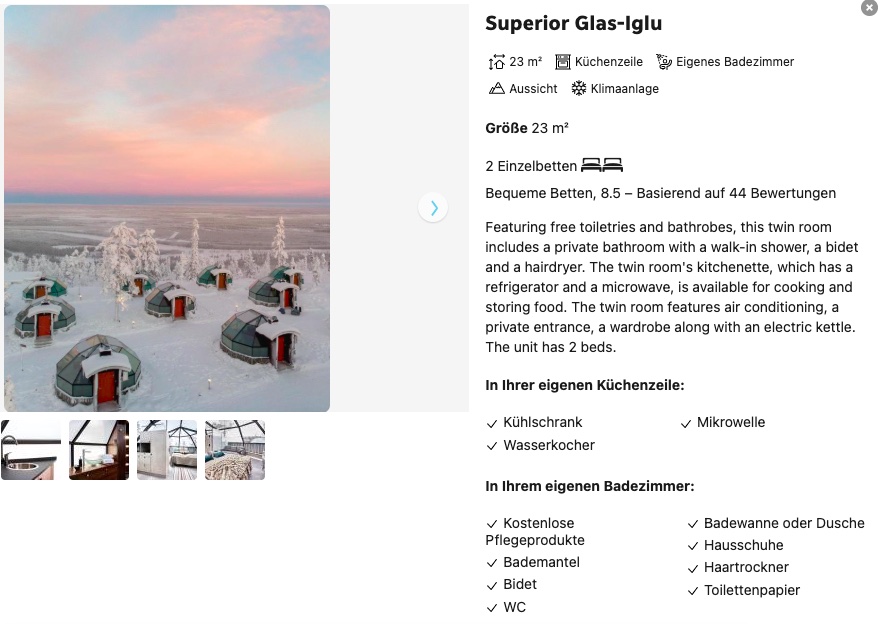 Glasiglu in Finnland: Übernachtung zur besten Nordlichter-Reisezeit ab 198€ p.P. (DZ)