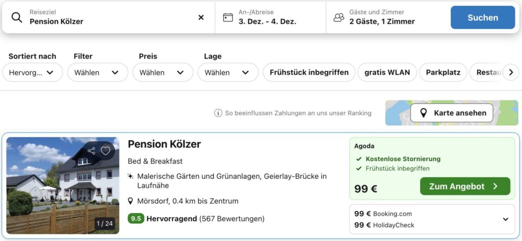 Hängebrücke Geierlay – Unterkunft mit Frühstück ab 49€ p.P.