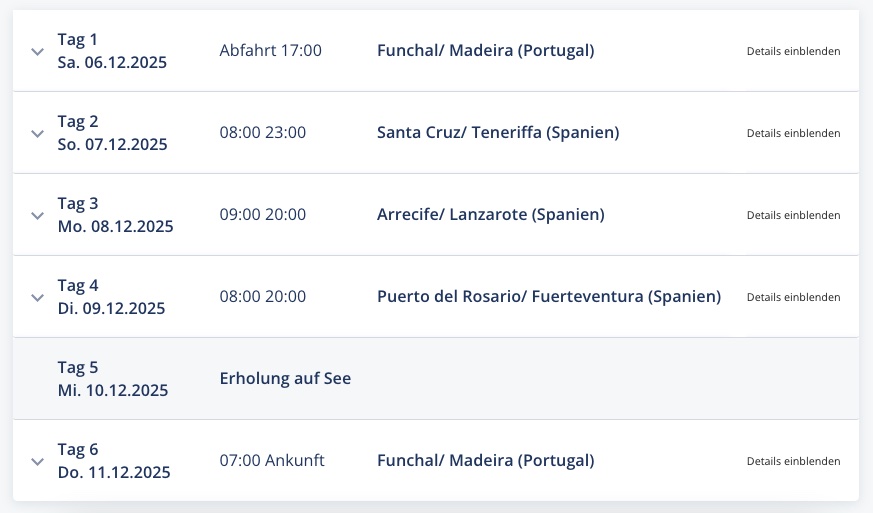 Kanaren Kreuzfahrt: 8 Tage mit All Inclusive & Extras ab 799€ p.P.