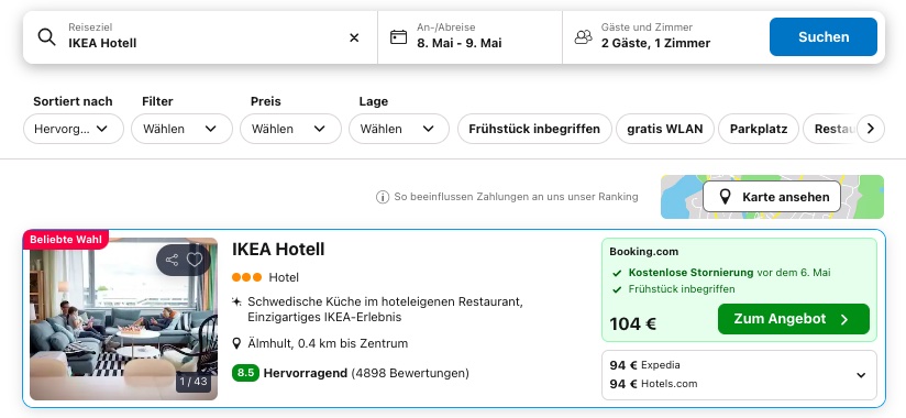Kurzreise nach Schweden: Übernachtung im IKEA Hotel inkl. Frühstück ab 47€ p.P. (DZ)
