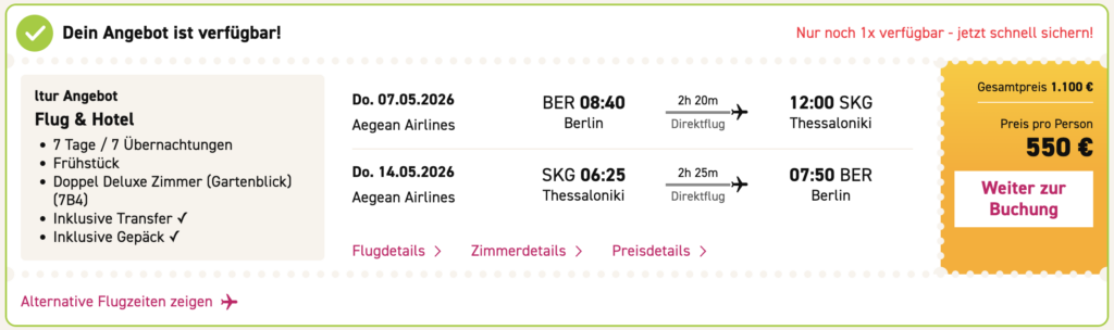 Pauschalreise Chalkidiki: 1 Woche im 4* Hotel mit Flug & Frühstück ab 647€ p.P.