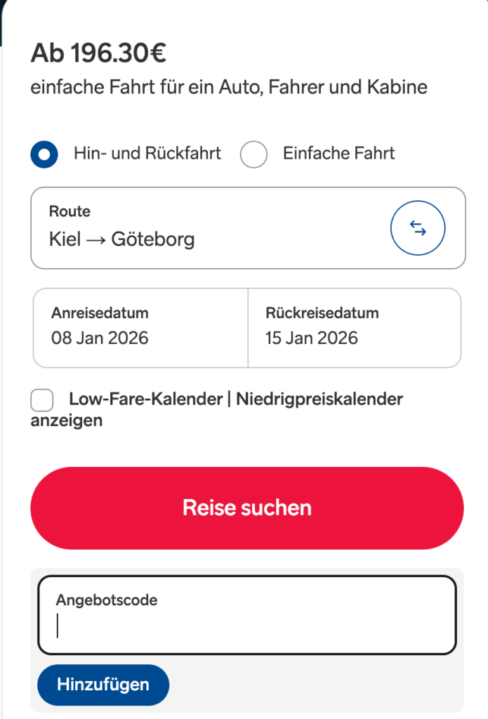 Stena Line Rabatt einlösen