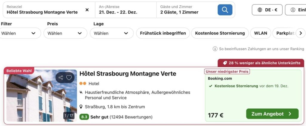 Weihnachtsmarkt in Straßburg: 1 Nacht im top Hotel ab 89€ p.P.