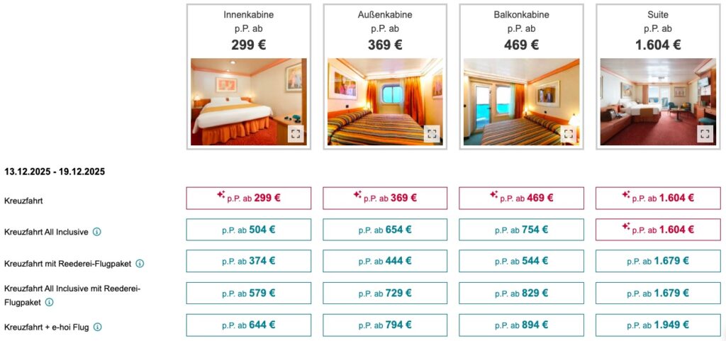 Mittelmeer Kreuzfahrt: 7 Tage inkl. Flügen und Vollpension ab 374€ p.P. (Doppelkabine)