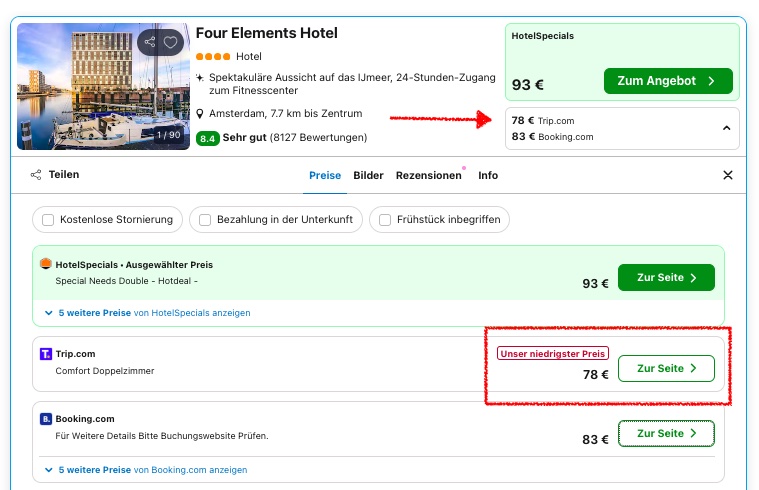 Amsterdam Hotel Schnäppchen: 4* Hotel mit Bar im 10. Stock samt Ausblick aufs Wasser ab 35€ p.P. (DZ)