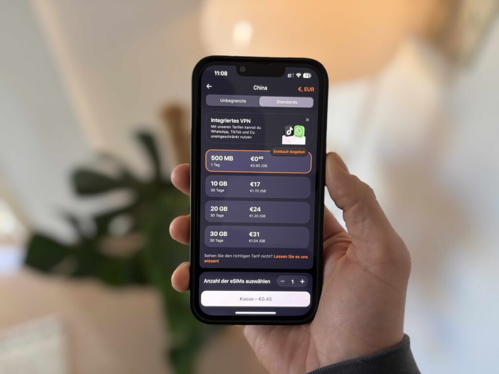 Die unserer Meinung nach beste eSIM ist das Angebot vom schweizer Unternehmen Yesim, bereits ab 0,45€ bekommt man hier eine digitale SIM-Karte