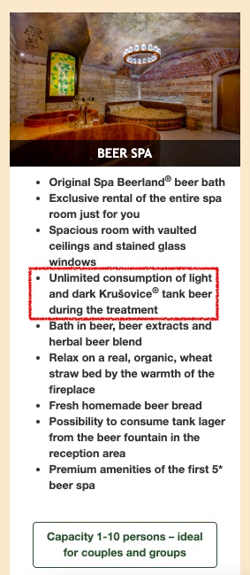 Bier Spa in Prag: Zugtickets, Unterkunft und Spa Ticket (mit All Inclusive Bier) ab 170€ p.P. (DZ)