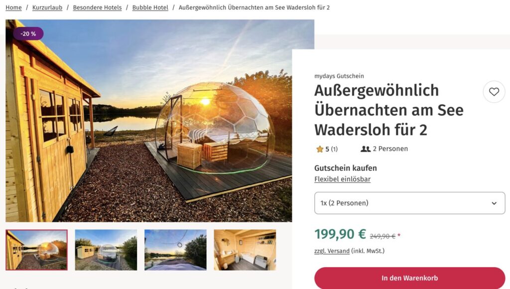 Bubble Hotel: Übernachtung inkl. Marshmallows und Sekt ab 125€ p.P.