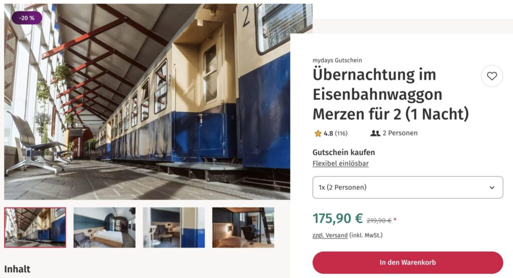 Eisenbahnhotel Deutschland: Übernachtung mit Frühstück & Dinner ab 99€ p.P.