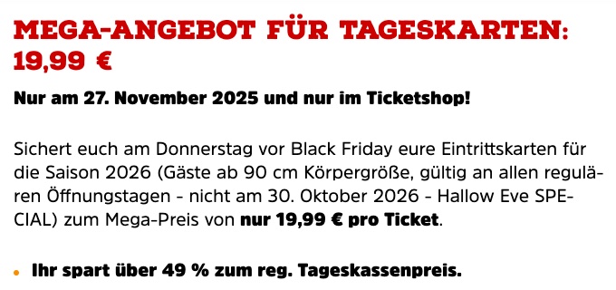 Freizeitpark Gutschein: flexibles Fort Fun Tagesticket für nur 26€