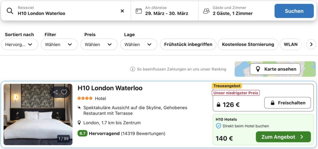 London Städtereise – zentrales 4* Hotel ab 76€ p.P.