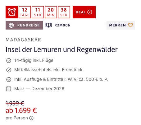 Madagaskar Rundreise: 14 Tage inkl. Flug, Unterkünften und Ausflügen ab 1.699€ p.P. (DZ)