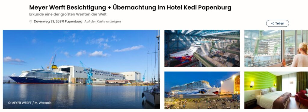 Meyer Werft Besichtigung: 3 Tage inkl. Hotel und Frühstück ab 89€ p.P.
