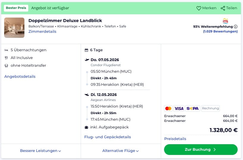 Neueröffnung auf Kreta: 6 Tage im 5* Hotel mit All Inclusive und Flügen ab 664€ p.P. (DZ)