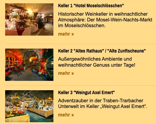 Rheinland Pfalz: Wein Nachts Markt unter der Erde! 3 Tage mit Hotel + Eintritt ab 118€ p.P. (DZ)