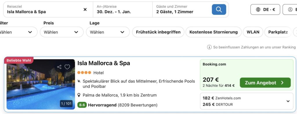 Silvester auf Mallorca: 3 Tage im 4* Hotel ab 182€ p.P.