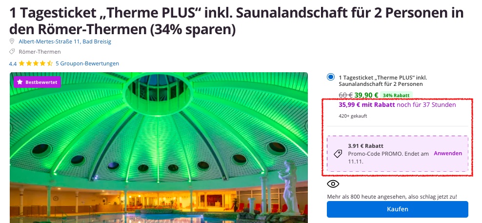 Wellness in Rheinland Pfalz: Gutschein für ein Tagesticket inkl. Sauna für die Römer-Thermen nur 18€ 