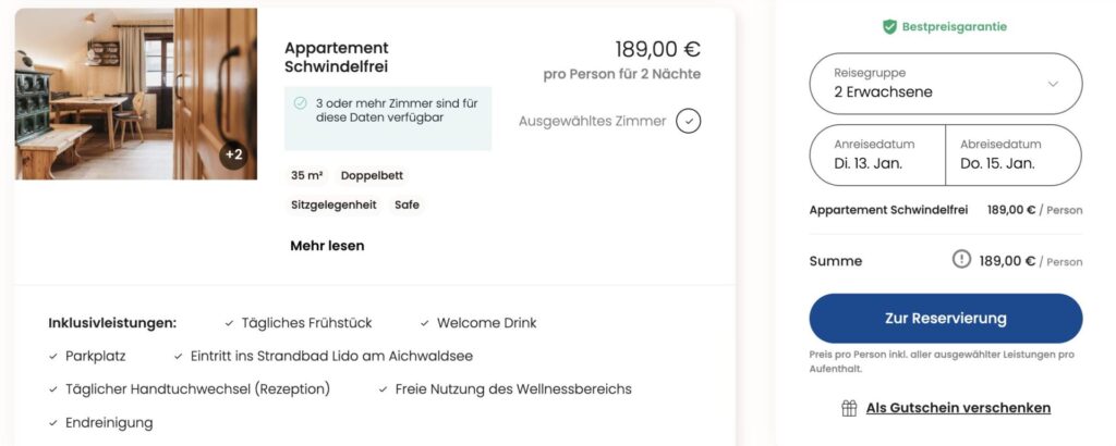 Wellnessurlaub in Kärnten – Apartment ab 75€ p.P.