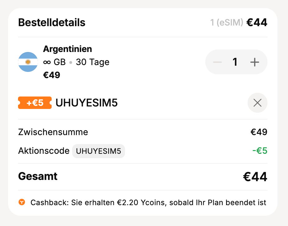 Beispiel Yesim Gutschein anwenden - exklusiver Rabatt