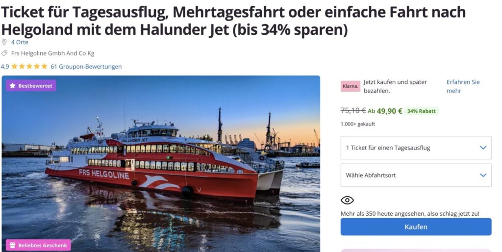 Auszeit an der Nordsee: Tagestrip mit der Fähre nach Helgoland nur 45€ (hin & zurück zusammen, statt ab 75€)