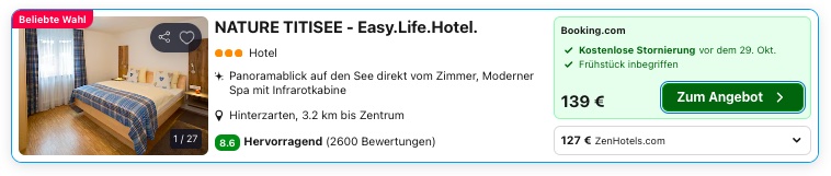 Auszeit im Schwarzwald: Top Hotel im Zimmer mit Balkon & Seeblick inkl. Frühstück ab 64€ p.P.