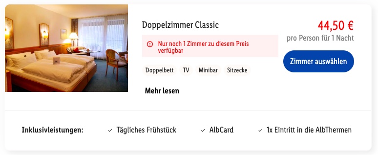 Auszeit in Baden Württemberg: 4* Hotel inkl. Frühstück & Eintritt in die AlbThermen ab 50€ p.P. (DZ)