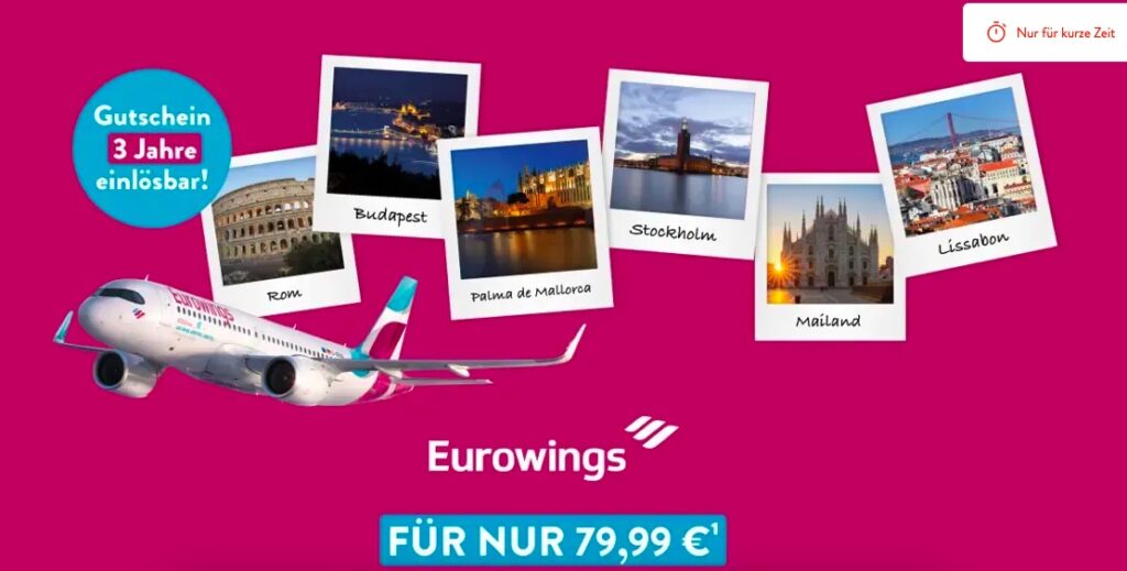 Blind Booking bei Eurowings: Kategorie auswählen und mit dem Ziel überraschen lassen! Hin & Rückflug ab 89€