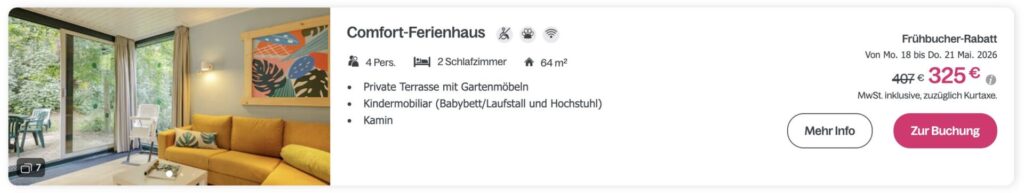 Center Parcs Holland: 4 Tage im Ferienhaus ab 70€ p.P.